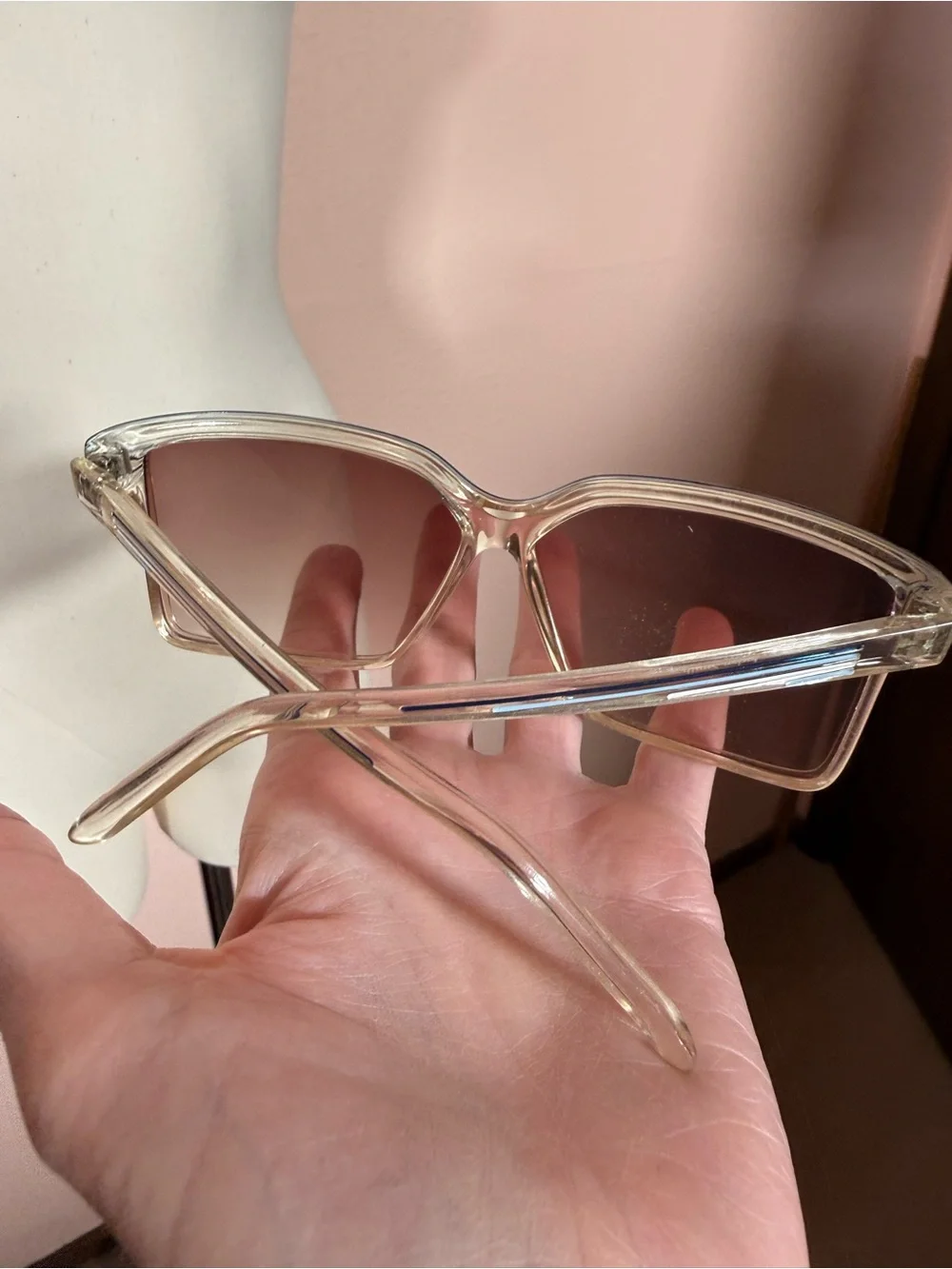 Vintage 1970's Blue white Clear plastic Oversized Grandma Sunglasses